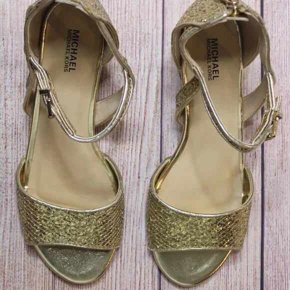 Michael Michael Kors Gold Glitter Low Heels - Picture 4 of 9